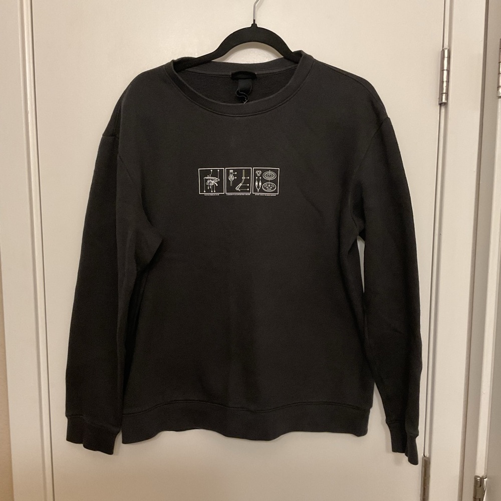 H&M Black Graphic Crewneck Sweater